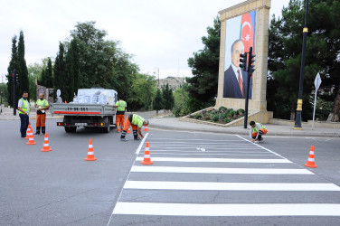 Şəhərdaxili yolların nişanlanması aparılır