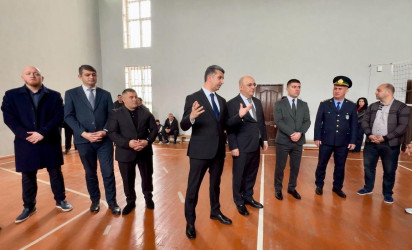 A meeting with young volleyball players was held in Goygol district