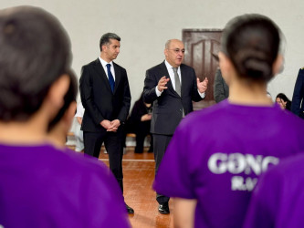 A meeting with young volleyball players was held in Goygol district