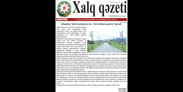 Göygöl mühüm tədbirə ev sahibliyi etdi: “Qərbi Azərbaycan İrsi” festivalı mətbuatda