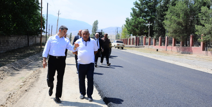 Inspection of road asphalting works held in Mollajalilli village